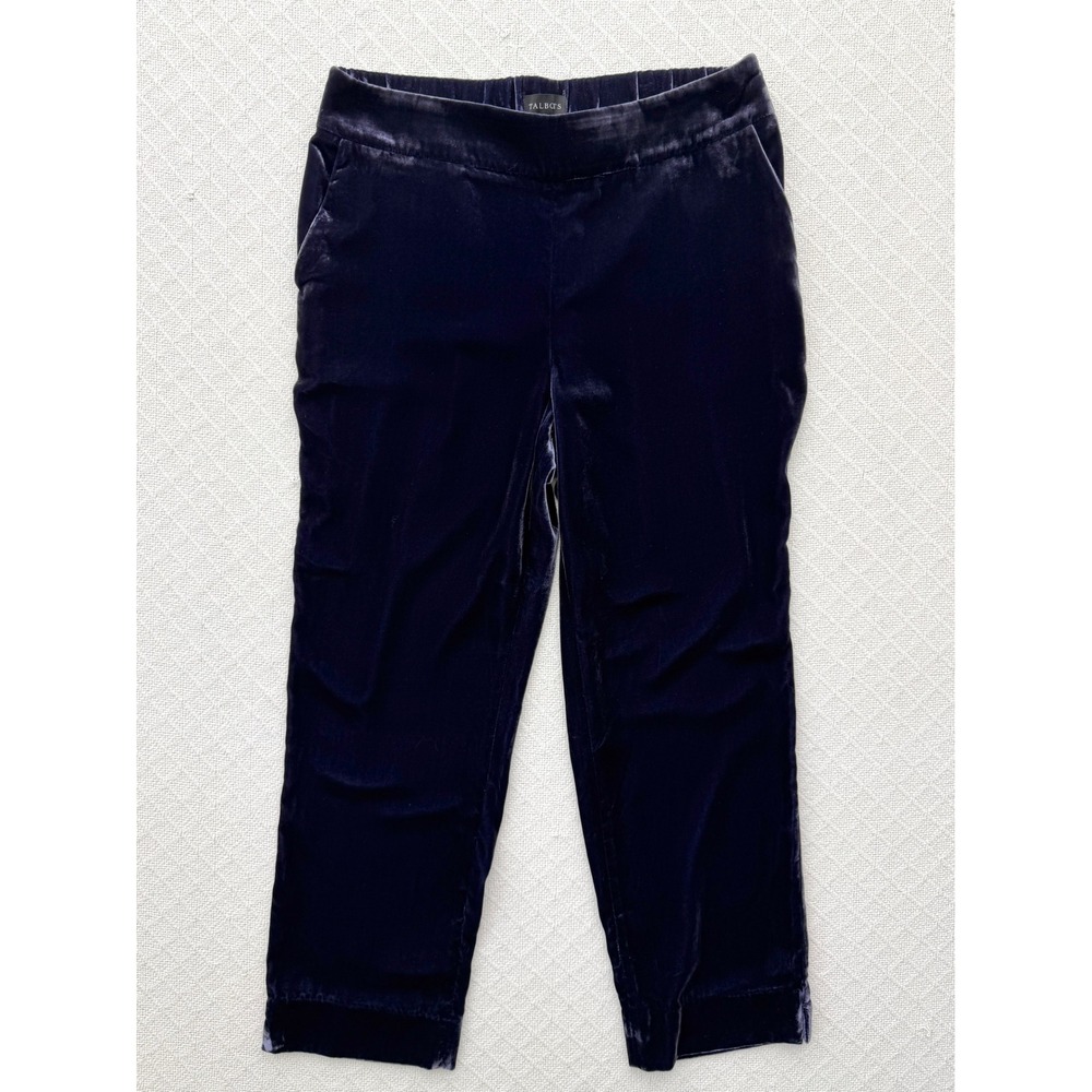 Talbots Velvet Straight Leg Crop Pants Dark Ink Purple Side Zip 10P NWT